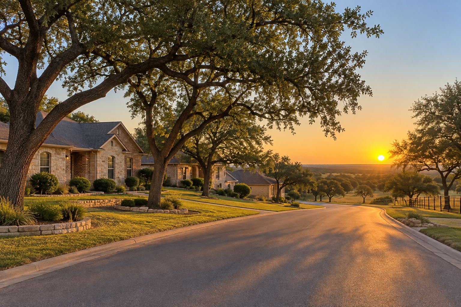 A tree lined North Texas street, illustrative